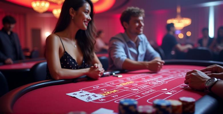 บาคาร่าออนไลน์ - ไพ่กำลังถูกแจกบนโต๊ะบาคาร่า